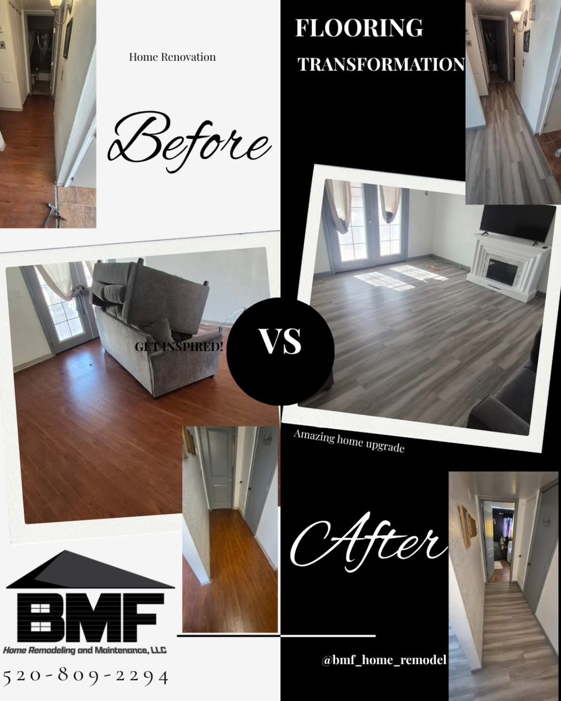 Before and after flooring transformation